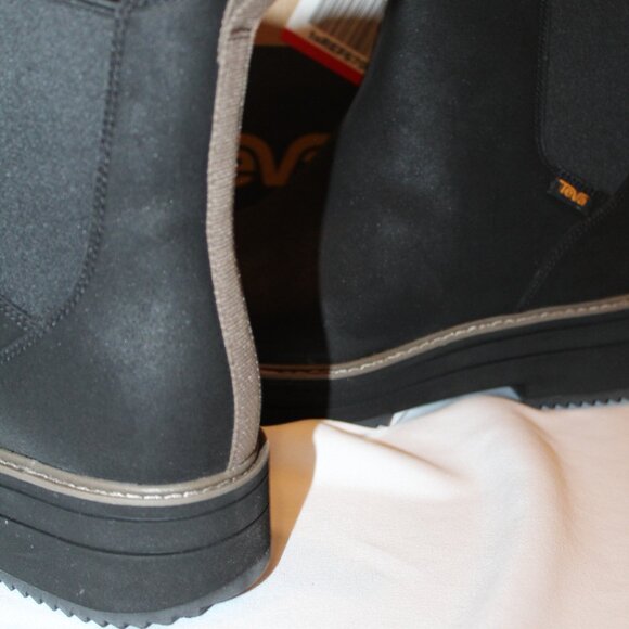 NIB WOMEN'S TEVA SZ 11 MIDFORM CHELSEA LEATHER ANKLE BOOTS BLACK - Picture 5 of 6